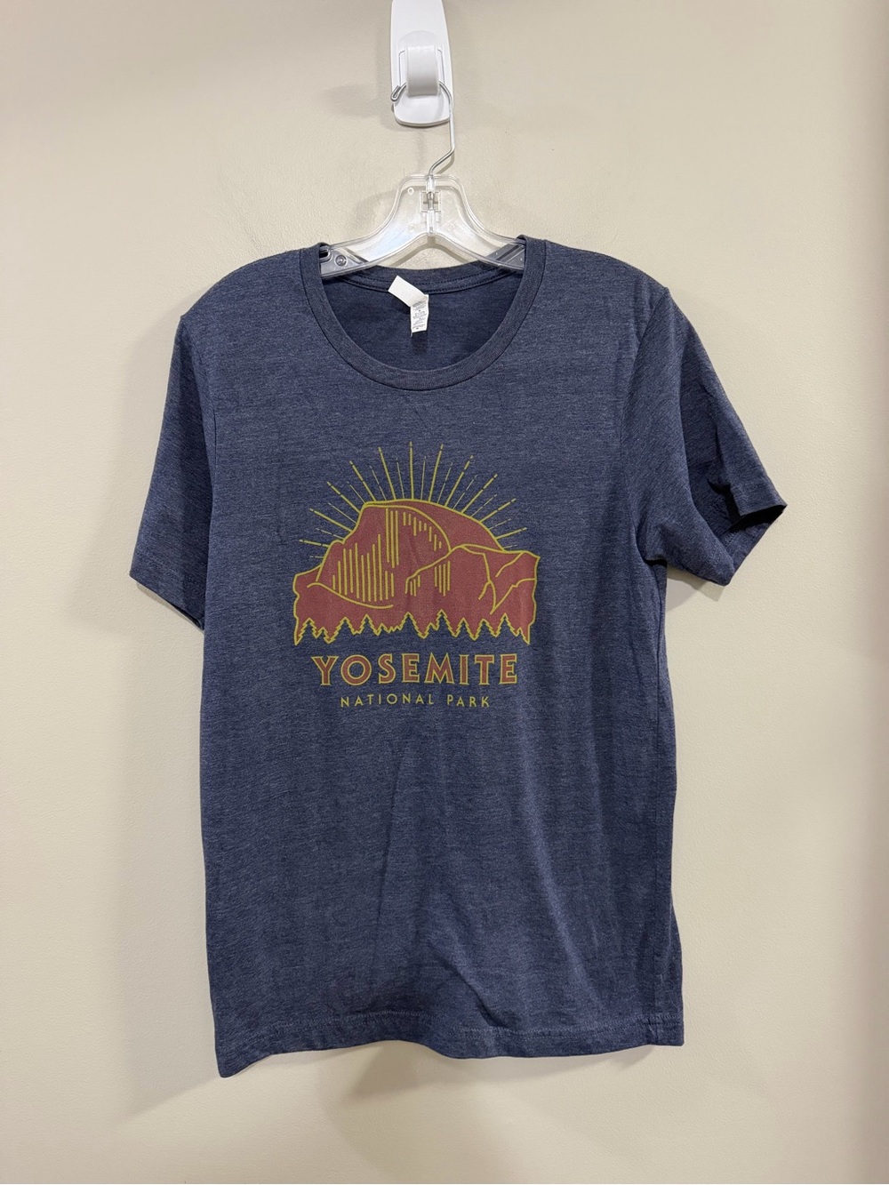 Yosemite National Park Graphic Tee - Navy with Rust & Gold Print. Size M